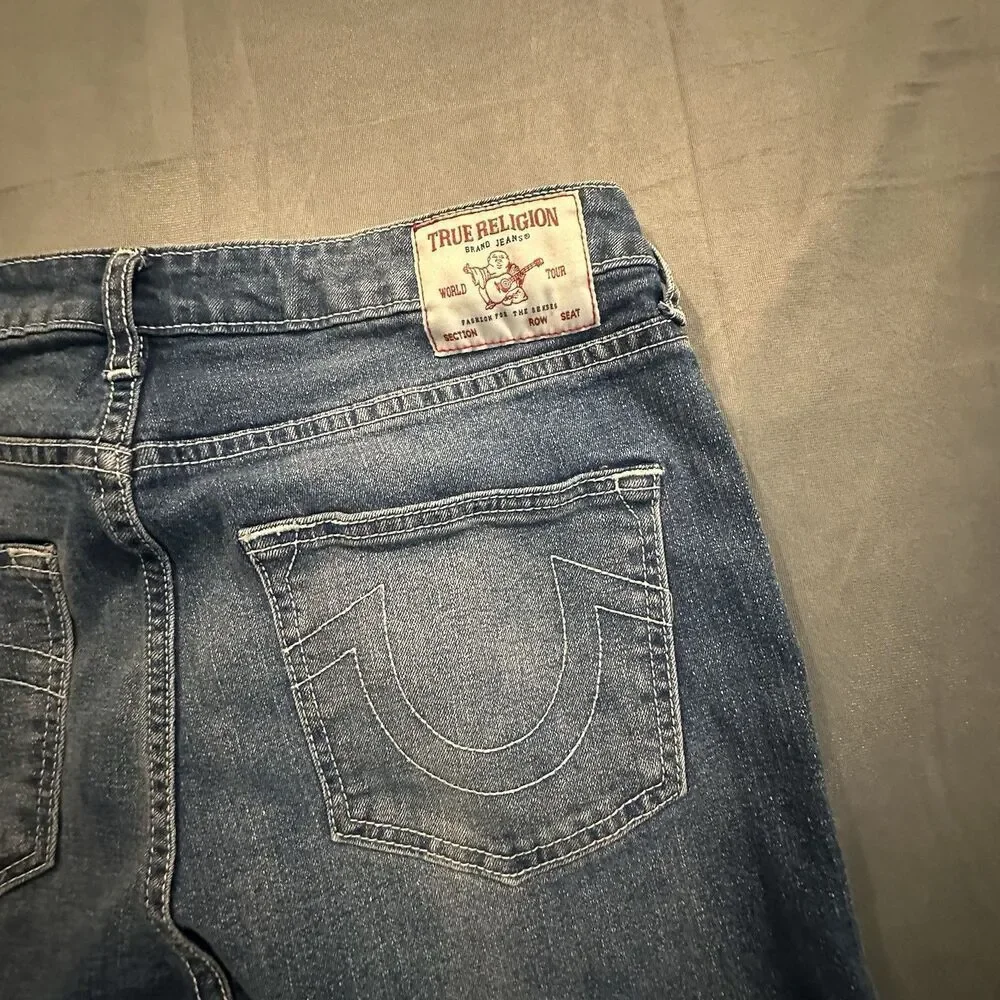 True Religion Sarah Jeans Womens 30 High Rise Straight Dark Blue Denim